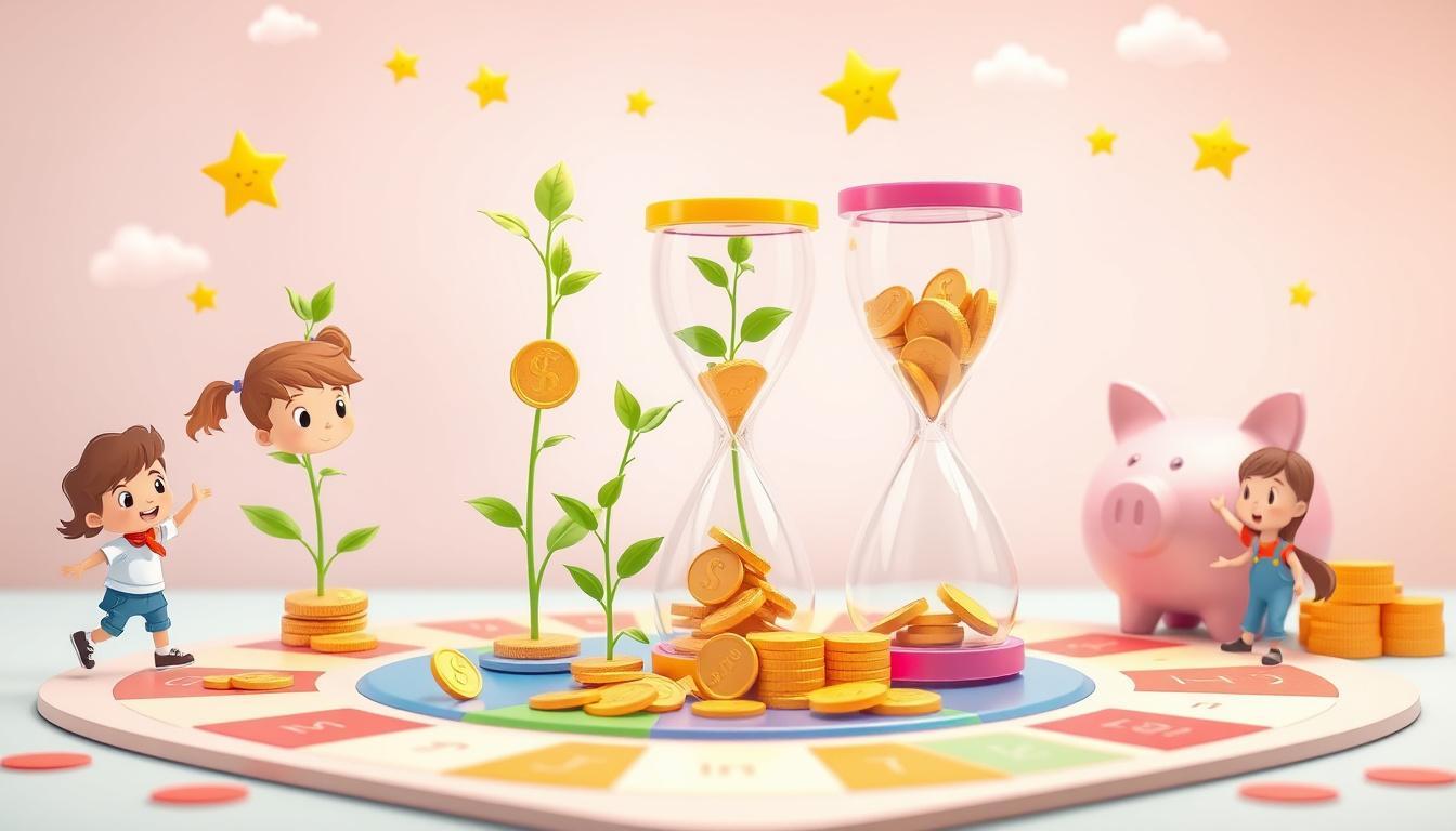 Jogos simples para crianças aprenderem sobre rendimentos futuros